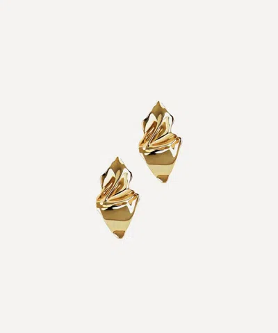 Alexis Bittar Small Crumpled 14k Goldplated Post Earrings In Neutral