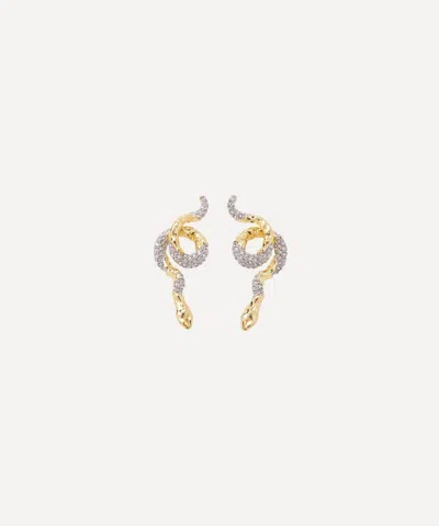 Alexis Bittar 14ct Gold-plated Crystal Pave Serpent Crawler Stud Earrings