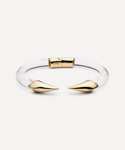 Alexis Bittar 14ct Gold-plated Mirrored Pyramid Lucite Brake Hinge Bracelet