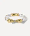 Alexis Bittar 14ct Gold-plated Panther Visage Lucite Hinge Cuff Bracelet In Gold
