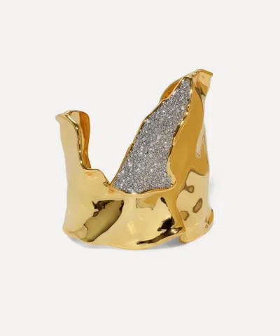Alexis Bittar 14ct Gold-plated Solanales Crystal Folded Cuff Bracelet