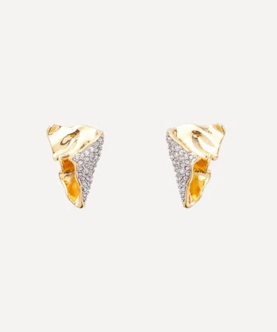 Alexis Bittar 14ct Gold-plated Solanales Crystal Folded Mini Stud Earrings