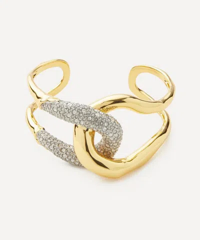 Alexis Bittar 14ct Gold-plated Solanales Crystal Interlocked Cuff Bracelet