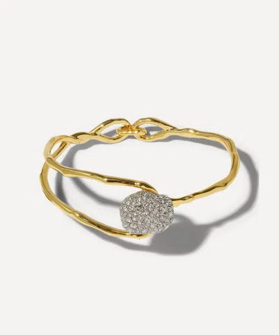 Alexis Bittar 14ct Gold-plated Solanales Crystal Pebble Clasp Cuff Bracelet