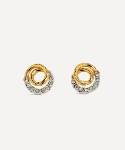 Alexis Bittar 14ct Gold-plated Solanales Crystal Spiral Stud Earrings