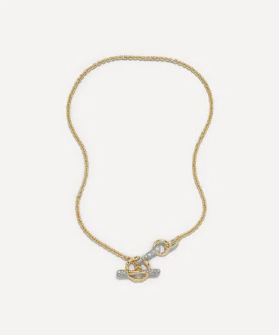 Alexis Bittar 14ct Gold-plated Solanales Crystal Pave Toggle Bar Necklace