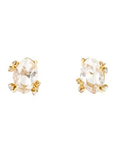 Pre-owned Alexis Bittar 18k Quartz & Diamond Stud Earrings In Multi