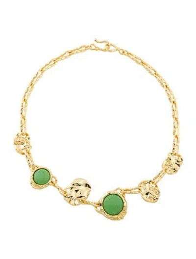 Pre-owned Alexis Bittar Acrylic Collar Necklace, 17.5" In Green