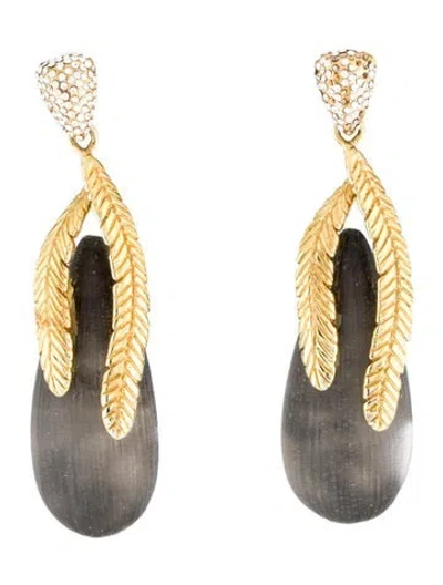 Pre-owned Alexis Bittar Alexandria Feather Drop Earring In Gray