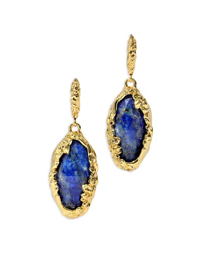 Alexis Bittar Alexis Bitar Brut Encased Lapis Lazuli Drop Earrings In Gold