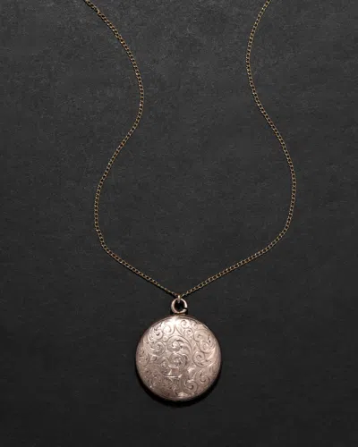 Alexis Bittar Antique 1800s 10k Shell & 10k Fill Hand Etched Locket Necklace In Gold