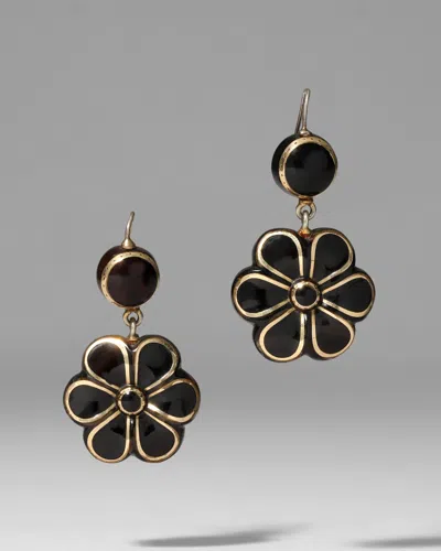 Alexis Bittar Antique 1800s 14k & Tortoise Pique Earrings In Gold