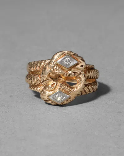 Alexis Bittar Antique 1800s 14k & White Gold With Diamond Double Snake Ring