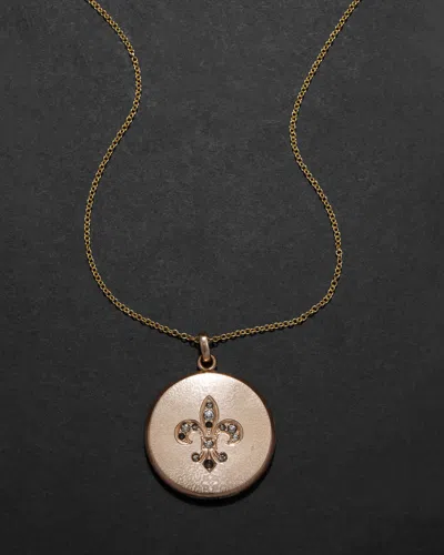 Alexis Bittar Antique 1800s 14k Fill & Paste Crystal Fleur De Lis Locket Necklace In Gold