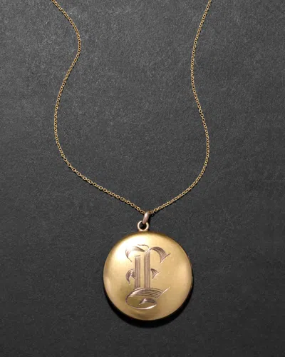 Alexis Bittar Antique 1800s 14k Fill Hand-etched Classic Round Locket Necklace In Gold