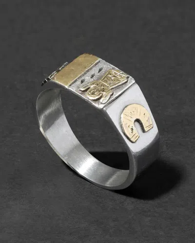 Alexis Bittar Antique 19s 14k & Steel Arts & Crafts Design Ring In Gold