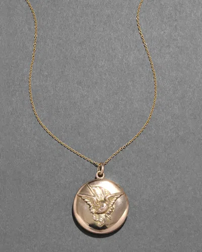Alexis Bittar Antique Early 1900s 10k Eagle Locket Necklace In Gold