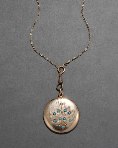 Alexis Bittar Antique Early 1900s 14k Gold Fill With Iranian & Cultured Pearl Locket Pendant Necklace