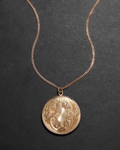Alexis Bittar Antique Late 1800s 14k Fill Hand Etched Locket Pendant Necklace In Gold