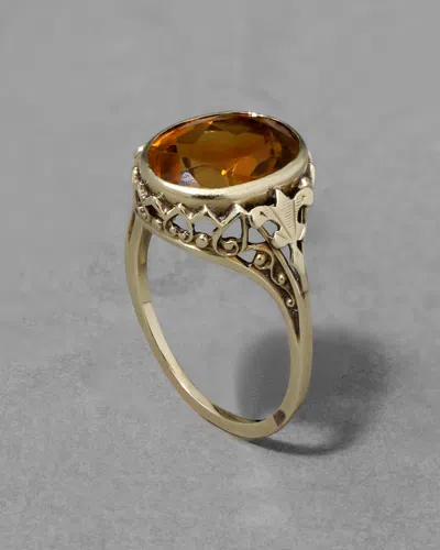 Alexis Bittar Antique Victorian 14k & Faceted Citrine Ring In Gold