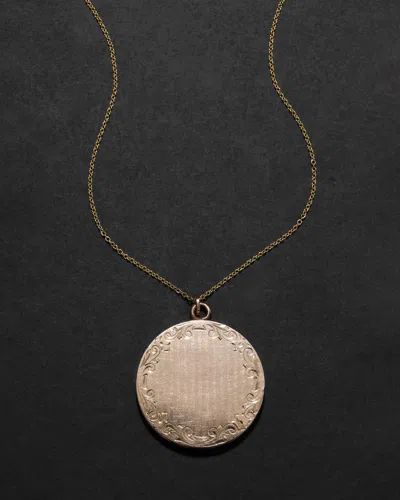Alexis Bittar Antique Victorian 14k Fill Hand Etched Filigree Locket Necklace In Gold