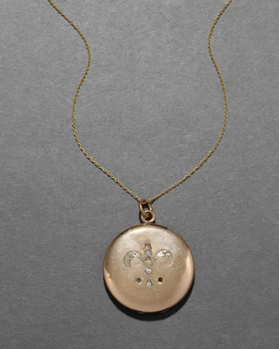 Alexis Bittar Antique Victorian 1800s 14k Fill Fleur De Lis Locket Necklace In Gold