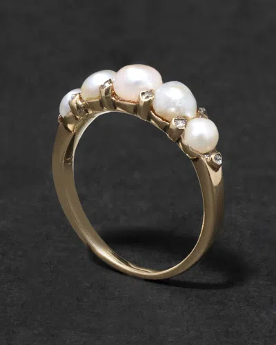 Alexis Bittar Antique Victorian 1800s 1k With Diamond Prong Set Pearl Ring In Gold