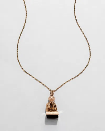 Alexis Bittar Antique Victorian 1800s 9k & Onyx Miniature Intaglio Watch Fob Necklace In Gold