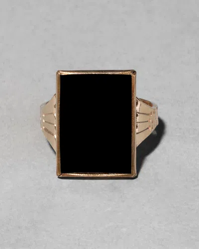 Alexis Bittar Antique Victorian 1880s 14k Fill & Onyx Hand Etched Ring In Neutral