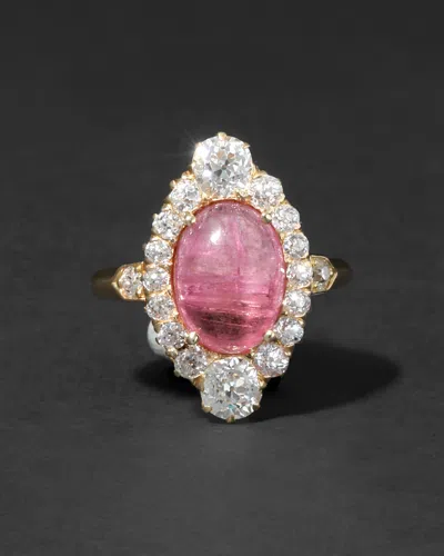 Alexis Bittar Antique Victorian 1890s 18k Gold With Tourmaline & Diamond Marquis Ring