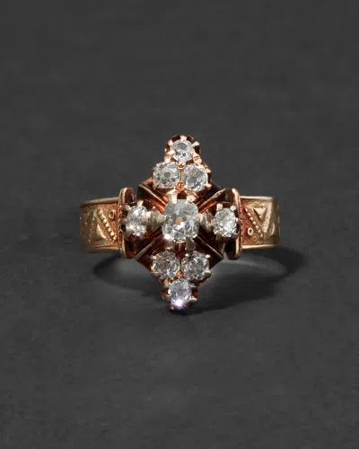 Alexis Bittar Antique Victorian English 14k & Diamond Hand Etched Ornate Ring In Gold