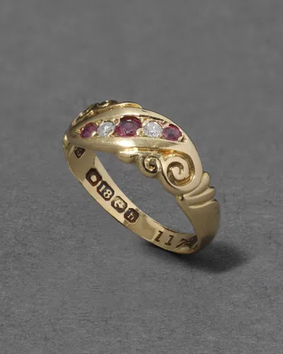 Alexis Bittar Antique Victorian English 1800s 14k With Ruby & Diamond Band Ring In Gold