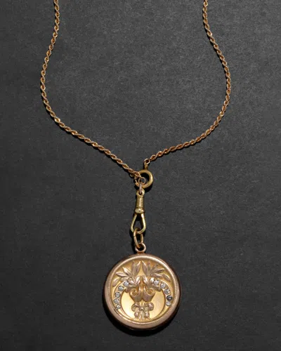 Alexis Bittar Antique Victorian Late 1800s 14k Fill & Paste Crystal Bouquet Locket Pendant Necklace In Gold