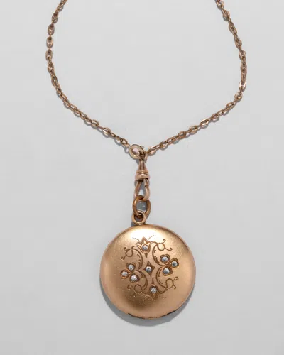 Alexis Bittar Antique Victorian Late 1800s 14k Fill & Paste Crystal Locket Pendant Necklace In Gold