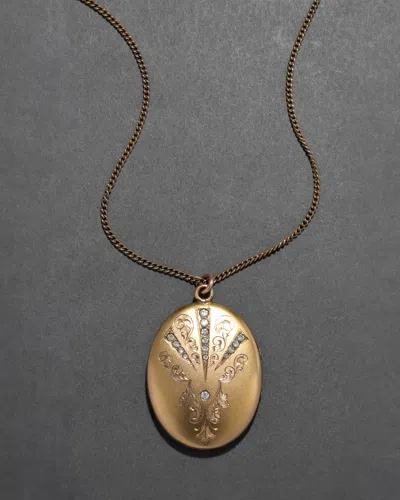 Alexis Bittar Antique Victorian Late 1800s 14k Fill & Paste Crystal Shooting Star Locket Pendant Necklace In Gold