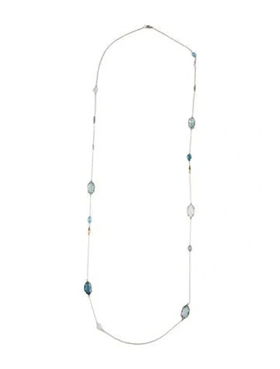 Pre-owned Alexis Bittar Aquamarine, Topaz & Quartz Long Station Necklace, 36.5" In Multi