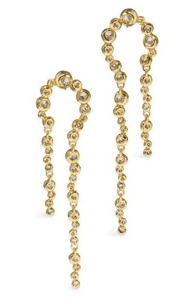 Alexis Bittar Asterales Cubic Zirconia Arched Linear Drop Earrings In 14k Gold Plated In Stones