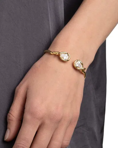 Alexis Bittar Asterales Crystal Capped Hinge Cuff Bracelet In Gold