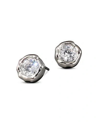 Alexis Bittar Asterales Crystal Molten Stud Earrings In Rhodium Plated In Silver