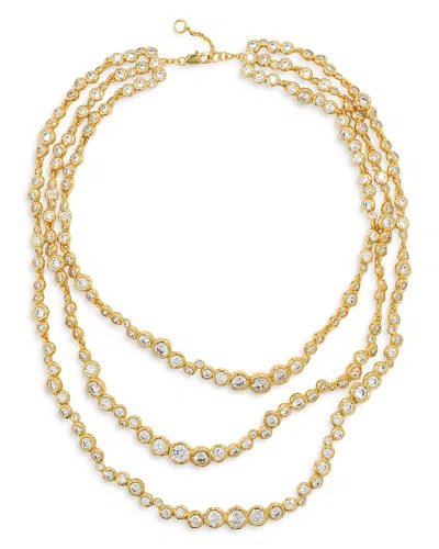ALEXIS BITTAR ASTERALES CUBIC ZIRCONIA ALL AROUND LAYERED COLLAR NECKLACE IN 14K GOLD PLATED, 16-17