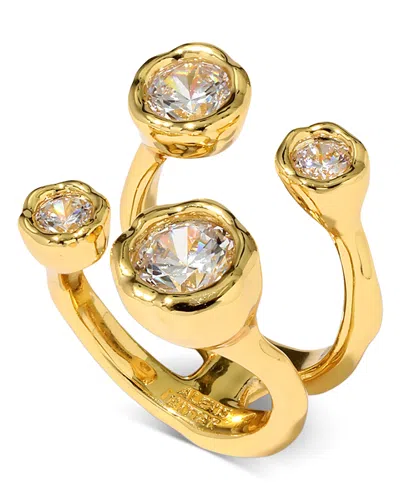Alexis Bittar Asterales Cubic Zirconia Open Double Row Ring In 14k Gold Plated