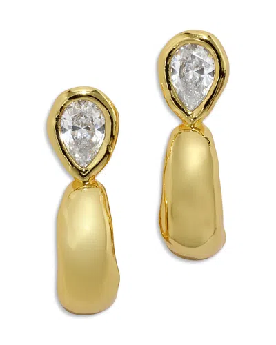 Alexis Bittar Asterales Cubic Zirconia Pear Shape Drop Hoop Earrings In Gold