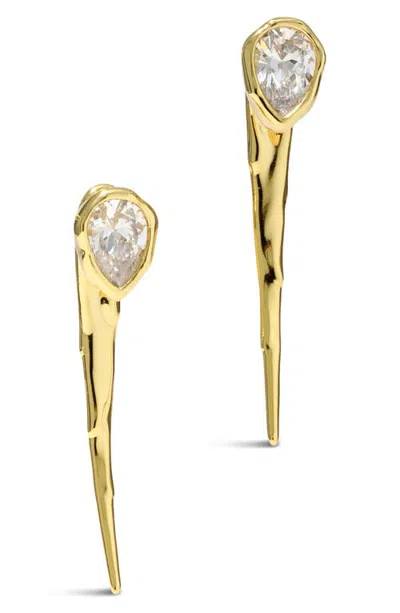 Alexis Bittar Asterales Cubic Zirconia Spear Front Back Earrings In Gold