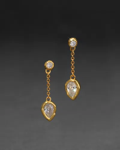Alexis Bittar Asterales Cz Pear Drop Chain Post Earrings In Multi