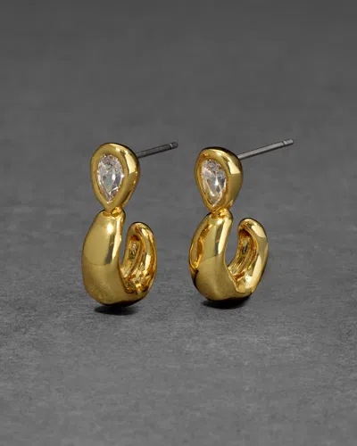 Alexis Bittar Asterales Cz Pear Small Hoop Earrings In Gold
