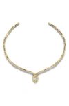 Alexis Bittar Asterales Floating Cubic Zirconia Collar Necklace In Gold