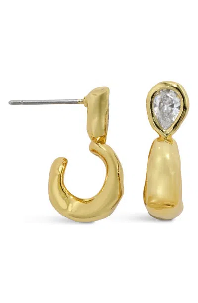 Alexis Bittar Asterales Pear Cubic Zirconia Small Hoop Earrings In Gold
