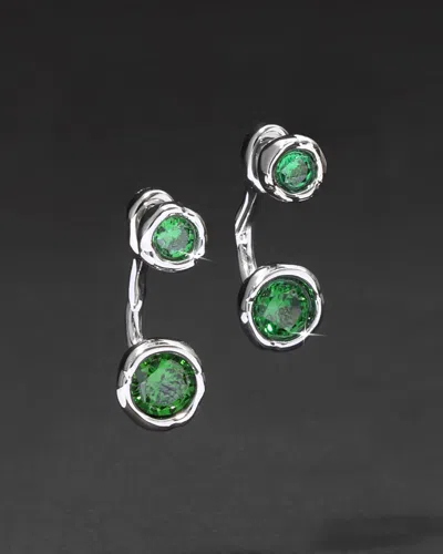Alexis Bittar Asterales Silver Front Back Earring- Emerald Green