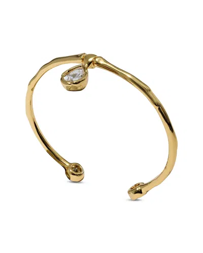 Alexis Bittar Asterales Solitaire Cubic Zirconia Charm Cuff Bracelet In Gold