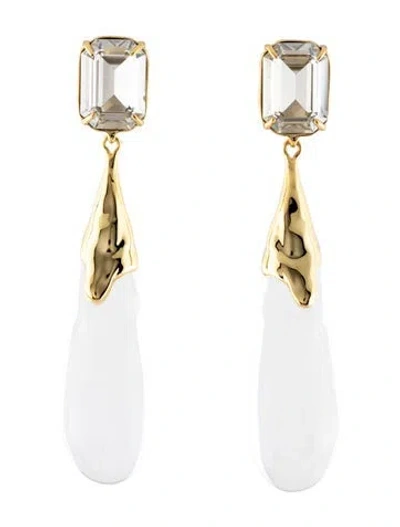 Pre-owned Alexis Bittar Bonbon Crystal Large Teardrop Earrings In Clear